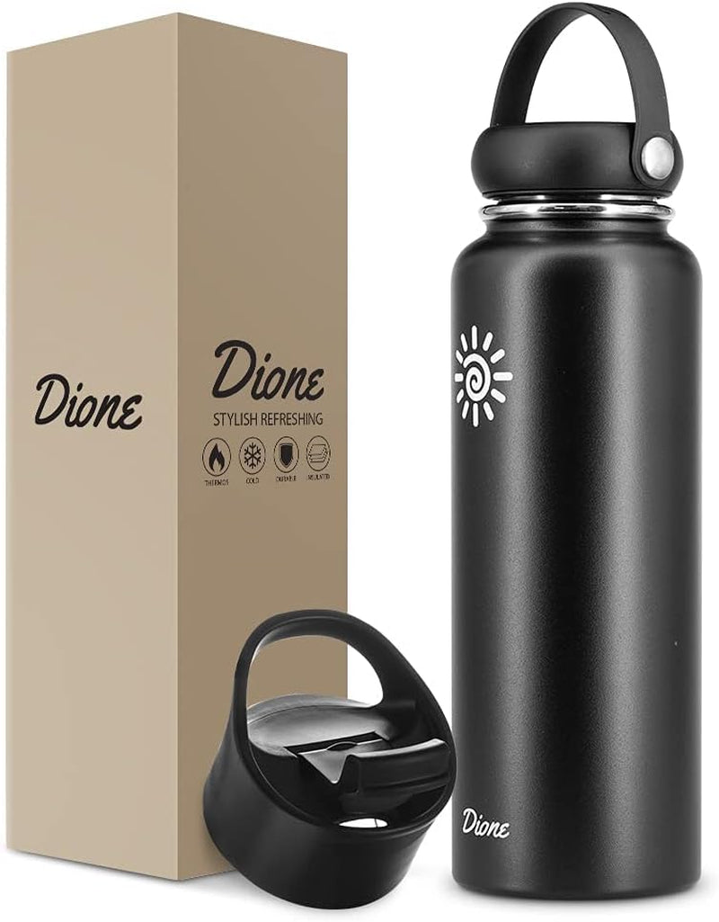 40 Oz. Flask Double Wall Stainless Steel, Leak Proof & Vacuum Insulated (Black)