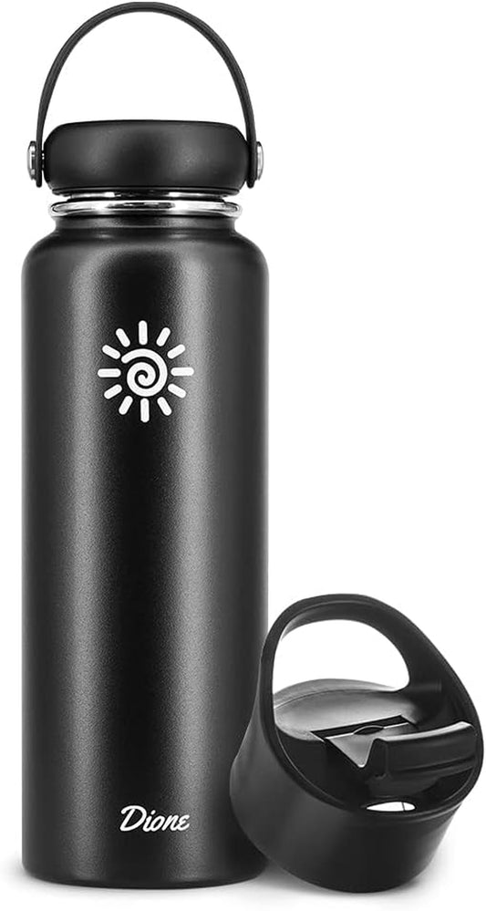 40 Oz. Flask Double Wall Stainless Steel, Leak Proof & Vacuum Insulated (Black)